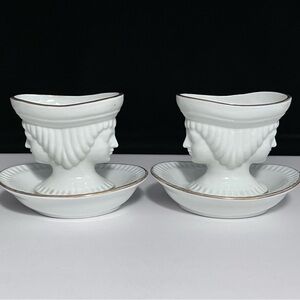 2 Vintage EGYPTIAN REVIVAL Miniature Urns / Mid-1900s ITALIAN PORCELAIN / Rare!!